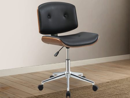 Camila Black PU & Walnut Office Chair For Sale