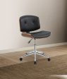 Camila Black PU & Walnut Office Chair For Sale