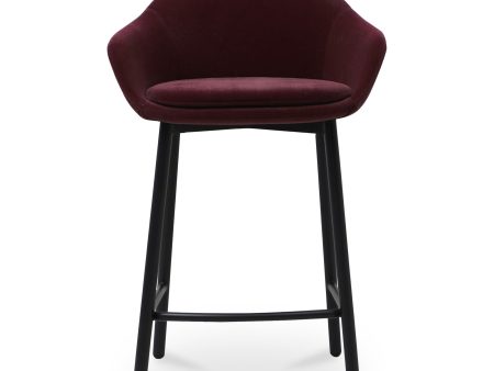 Emily - Counter Stool - Wine Velvet For Discount