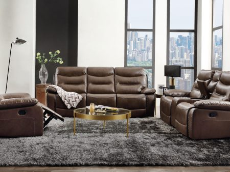 Aashi Brown Leather-Gel Match Sofa (Motion) Discount