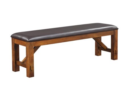 Apollo Espresso PU & Walnut Bench Fashion