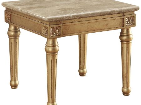 Acme Furniture Daesha End Table in Marble Antique Gold 81717 Sale