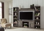 Wynnlow - Gray - 4-Piece Entertainment Center With LG TV Stand W Fireplace Option Discount