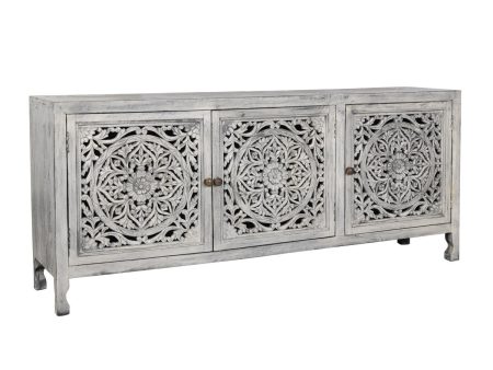 Carved Cabinet - Gray For Sale