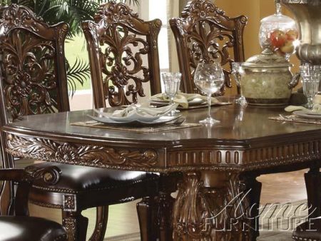 Acme Vendome Double Pedestal Dining Table in Cherry Sale