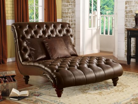 Anondale 2-Tone Brown PU Chaise & 3Pillows For Sale