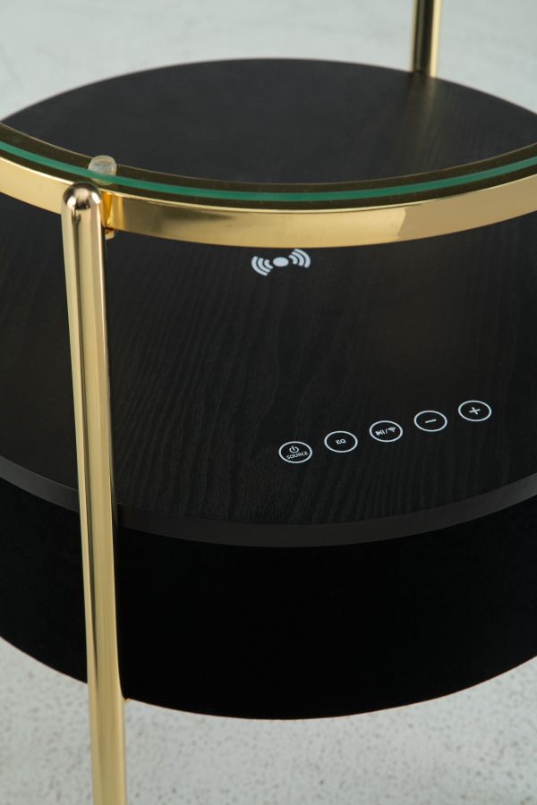 Nedman - Black   Gold Finish - Accent Table With Speaker For Sale