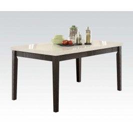 Acme Nolan Rectangular Dining Table in White Marble Weathered Black 72850 Supply