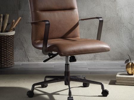 Indra Vintage Chocolate Top Grain Leather Office Chair For Cheap