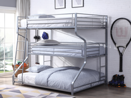 Caius II Silver Bunk Bed (Triple Full Twin Queen) Sale