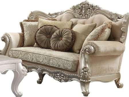 Acme Furniture Bently Loveseat with 5 Pillows in Champagne 50661 Fashion