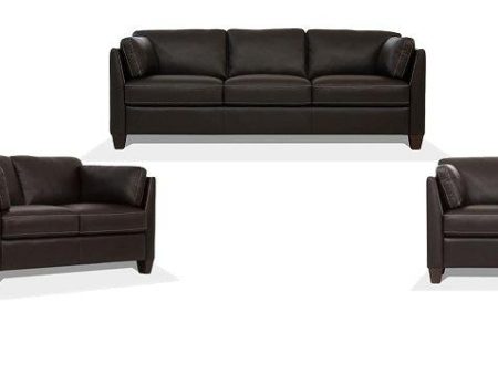 Matias Chocolate Leather 3-Piece Living Room Set Online