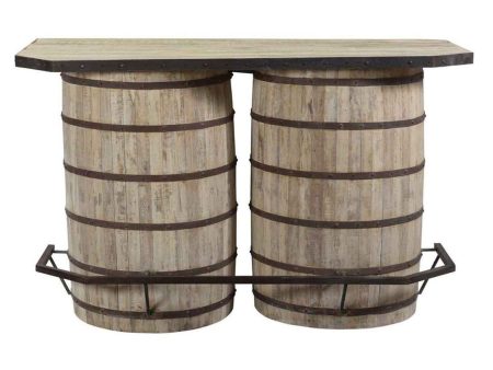 Reclaimed Wood Barrel Bar - Light Brown For Discount