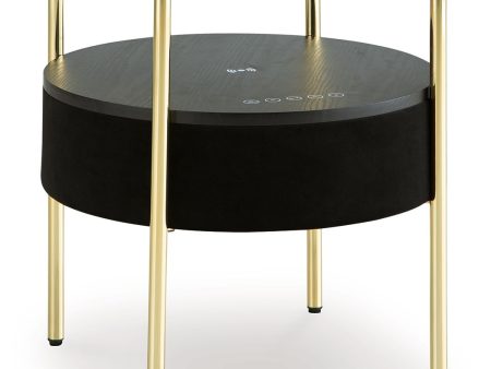 Nedman - Black   Gold Finish - Accent Table With Speaker For Sale