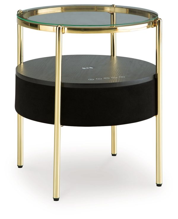 Nedman - Black   Gold Finish - Accent Table With Speaker For Sale