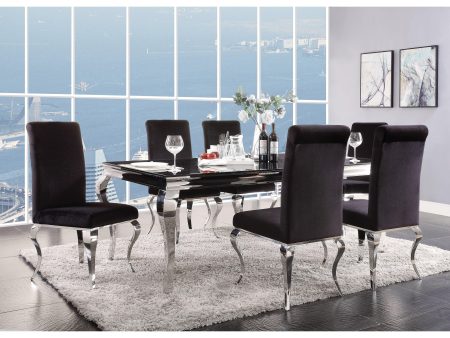 Fabiola Stainless Steel & Black Glass Dining Room Set Online Hot Sale