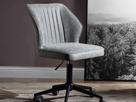 Pakuna Vintage Gray PU & Black Office Chair Online Sale