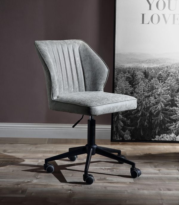 Pakuna Vintage Gray PU & Black Office Chair Online Sale