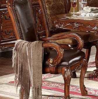 Acme Dresden Pedestal Dining Arm Chairs in Brown Cherry Oak 12154 (Set of 2) Sale