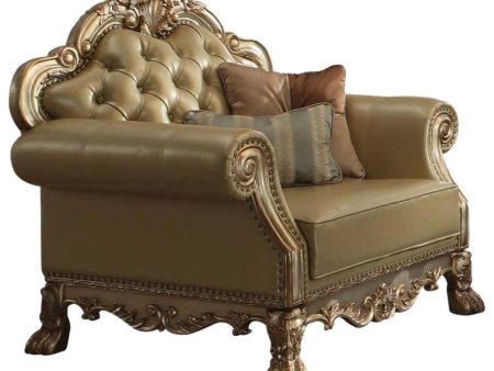 Acme Dresden Chair w  2 Pillows in Gold Patina 53162 Online now