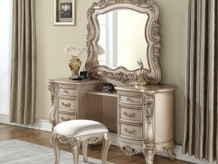 Gorsedd Antique White Vanity Desk & Mirror Sale