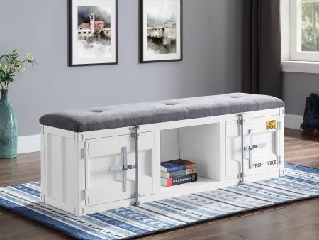 Cargo Gray Fabric & White Bench (Storage) Online Sale