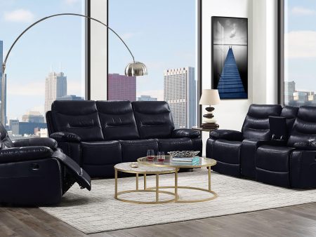 Aashi Navy Leather-Gel Match Sofa (Motion) Online now