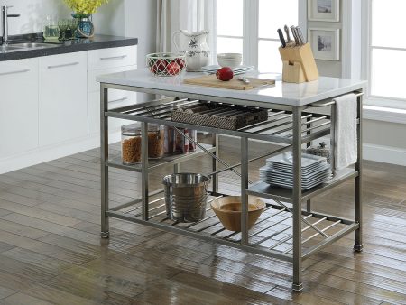 Lanzo Marble & Antique Pewter Kitchen Island (Counter) Online now