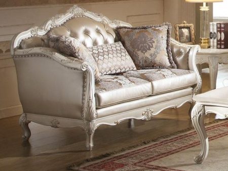 Acme Chantelle Loveseat w 3 Pillows in Pearl White 53541 Supply