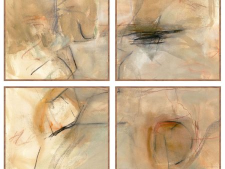 Ochre II - Painting 48  x 48  By Buddy Whitlock (Set of 4) - Walnut For Sale