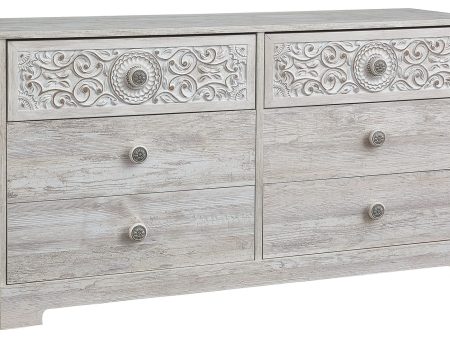 Paxberry - Whitewash - Six Drawer Dresser - Vinyl-Wrapped Supply