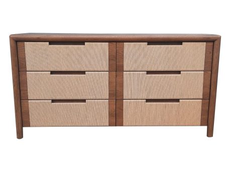 Corda - Oak Wood 6 Drawer Dresser - Brown Natural Cheap