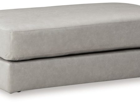 Amiata - Glacier - Oversized Accent Ottoman - Leather Match Discount