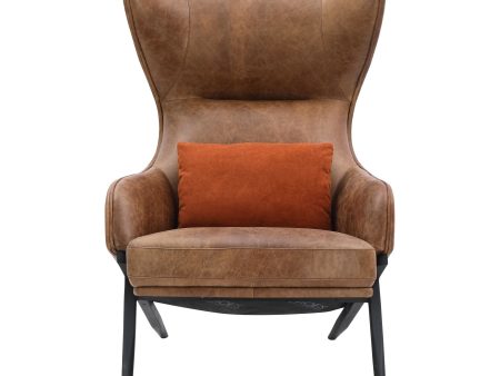 Amos - Leather Accent Chair - Light Brown Hot on Sale