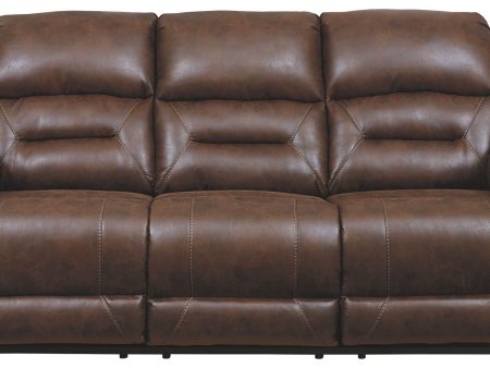 Stoneland - Chocolate - Reclining Sofa - Faux Leather Supply