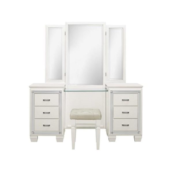 Allura Vanity Dresser with Mirror in White 1916W-15* Sale