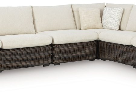 Kimora - Beige   Dark Brown - 4-Piece Outdoor Sectional Online now