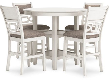 Erinberg - Antique White - Dining Room Counter Table Set (Set of 5) For Sale