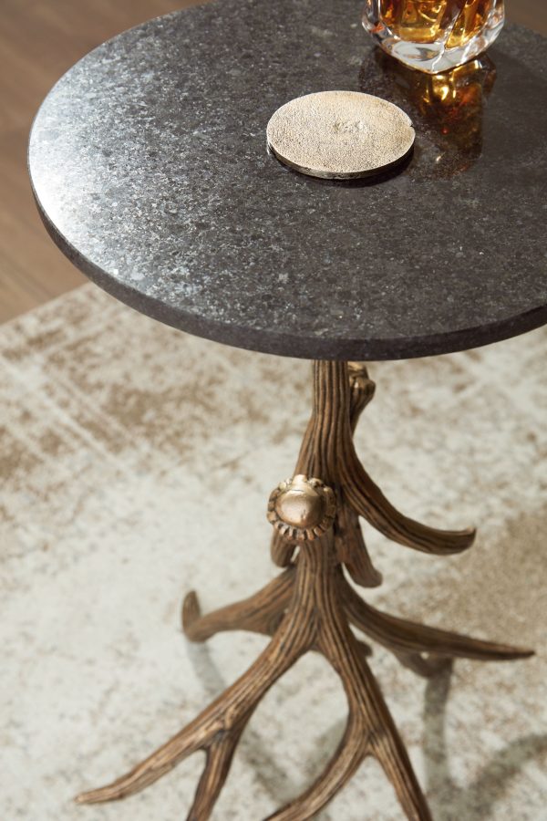 Lemkins - Black   Antique Gold Finish - Accent Table Sale