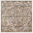 Square Wood Carved Panel - Light Brown Discount