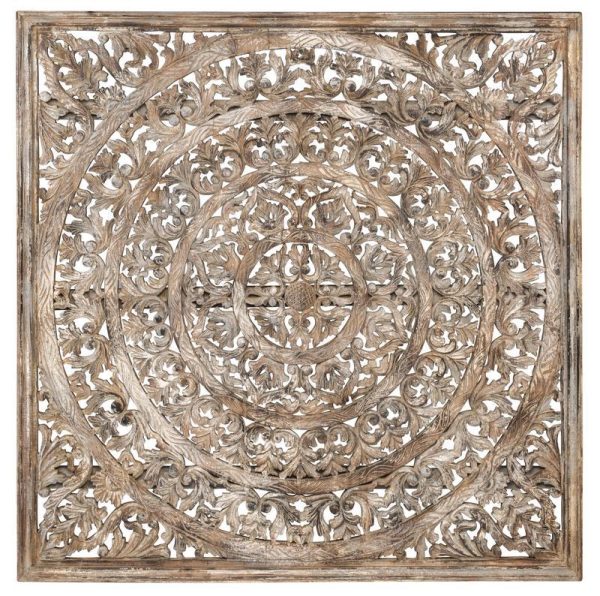 Square Wood Carved Panel - Light Brown Discount