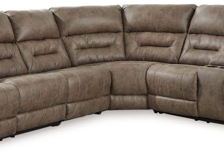 Ravenel - Fossil - 4-Piece Power Reclining Sectional With Raf Power Reclining Loveseat With Console - Faux Leather Online now