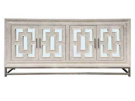 Adina - Mango Wood 4 Doors Cabinet - White Washed Online Sale