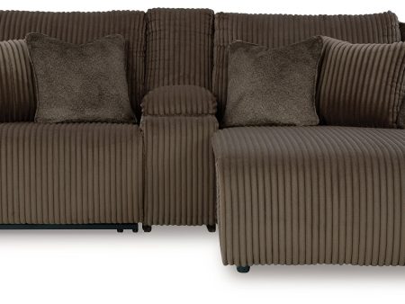 Top Tier - Chocolate - 3-Piece Reclining Sectional Sofa With Raf Press Back Chaise - Fabric Sale