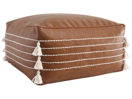 Poufs - Ezekiel Vegan Leather Pouf - Brown Online Hot Sale