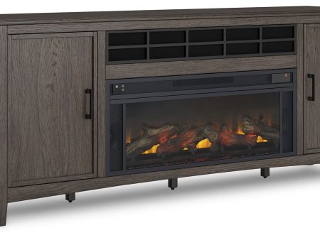 Montillan - Grayish Brown - 84  TV Stand With Electric Fireplace Sale