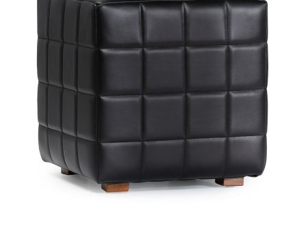 Carlo - Leather Square Ottoman - Jet Black on Sale