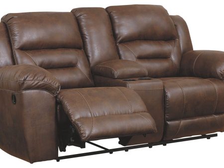 Stoneland - Chocolate - Dbl Power Reclining Loveseat With Console - Faux Leather Sale