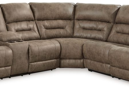 Ravenel - Fossil - 3-Piece Power Reclining Sectional With Laf Power Reclining Loveseat With Console - Faux Leather Online now