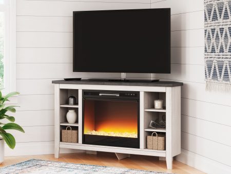 Dorrinson - Corner TV Stand With Fireplace Insert Online now